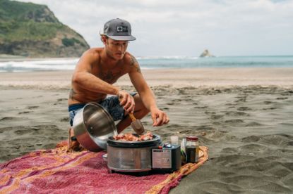 Cobb being cooked on at the beach