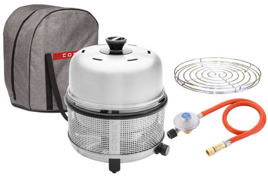 Cobb Premier+ Gas portable cooker with Roasting Rack, Grey Carry Bag and EN417 screw on regulator and hose