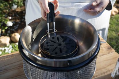 Cobb Cobblestone charcoal block inside Cobb cooker